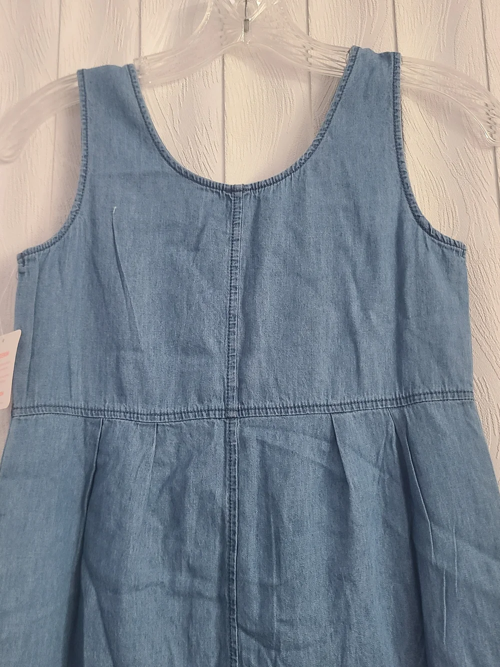 NWT Fabkids Girls Sz L Blue Chambray Cropped Wide Leg Casual Cotton Jumpsuit